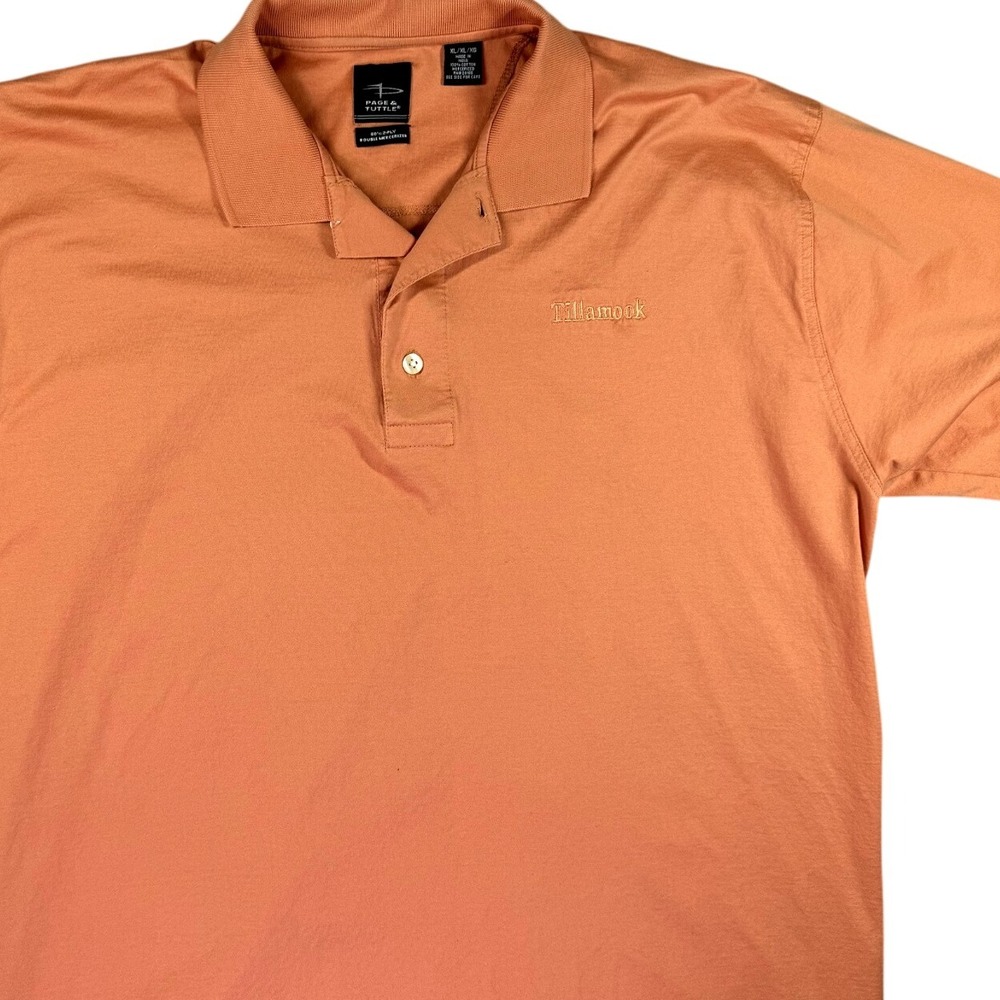 Page Tuttle Polo Shirt‎ Men XL Peach Mercerized Golf Cheese Bay Tilamook